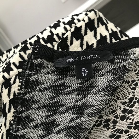 Pink Tartan Black and White Stretch Dress - Picture 3 of 8
